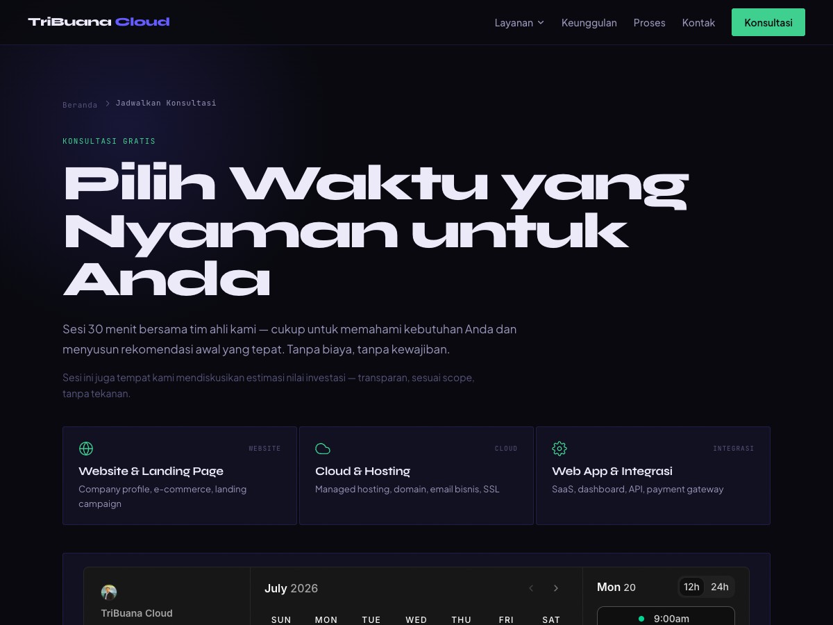 Tangkapan layar Sistem Booking Konsultasi